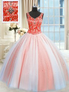 Clearance Multi-color Lace Up Sweet 16 Dress Beading and Sequins Sleeveless Floor Length
