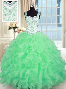 Fitting Floor Length Lace Up 15 Quinceanera Dress for Military Ball and Sweet 16 and Quinceanera with Beading and Appliq