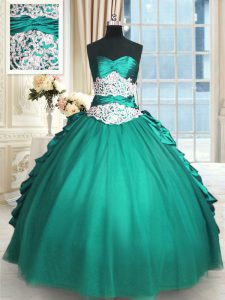 Floor Length Turquoise Quinceanera Dresses Sweetheart Sleeveless Lace Up