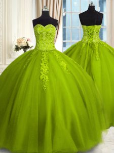 Beautiful Sweetheart Sleeveless Tulle Vestidos de Quinceanera Embroidery Lace Up