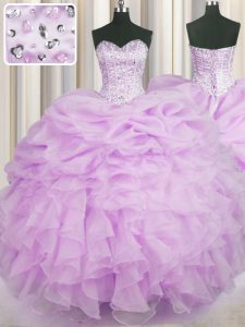 Fashion Sleeveless Beading and Ruffles Lace Up 15 Quinceanera Dress