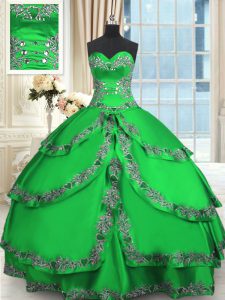 Customized Sweetheart Sleeveless Taffeta Quinceanera Dress Beading and Embroidery and Ruffled Layers Lace Up