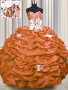 Enchanting Sleeveless Brush Train Lace Up With Train Appliques and Sequins and Pick Ups Quinceanera Gowns