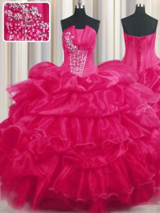 Hot Sale Sleeveless Lace Up Floor Length Beading and Ruffled Layers and Pick Ups Sweet 16 Quinceanera Dress