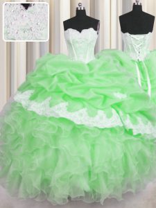 Latest Pick Ups Sleeveless Organza Lace Up Vestidos de Quinceanera for Military Ball and Sweet 16 and Quinceanera