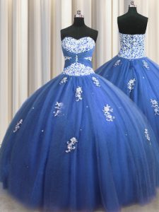 High Quality Sleeveless Lace Up Floor Length Beading and Appliques 15 Quinceanera Dress