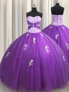 Inexpensive Floor Length Purple Quinceanera Gowns Sweetheart Sleeveless Lace Up