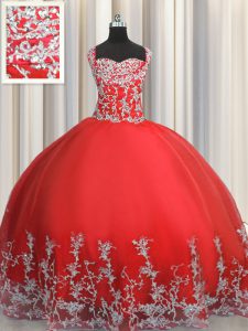 Best Floor Length Lace Up Quinceanera Dresses Coral Red for Military Ball and Sweet 16 and Quinceanera with Beading and 