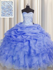 Best Sweetheart Sleeveless Lace Up Quinceanera Dresses Purple Organza