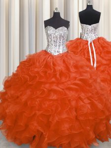 Romantic Sleeveless Beading and Ruffles Lace Up 15 Quinceanera Dress