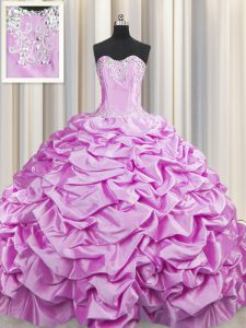 Sumptuous Lilac Sweet 16 Quinceanera Dress Military Ball and Sweet 16 and Quinceanera and For with Beading and Pick Ups 