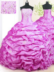 Clearance Sleeveless With Train Beading and Pick Ups Lace Up Vestidos de Quinceanera with Lilac Sweep Train