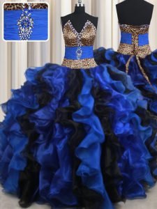 Blue And Black Quince Ball Gowns Military Ball and Sweet 16 and Quinceanera and For with Beading and Ruffles Strapless S