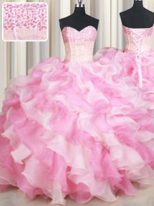 Enchanting Sleeveless Beading and Ruffles Lace Up 15th Birthday Dress