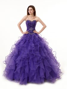 Beautiful Floor Length A-line Sleeveless Purple Sweet 16 Quinceanera Dress Lace Up