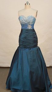 Fashionable Mermaid Sweetheart Junior Prom with Ruches and Beadings in Taffeta