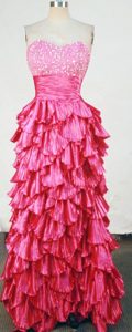 Sweetheart Red New Dress for Prom Court with Beadings and Ruffles in Organza