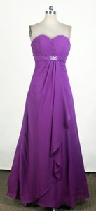 Chiffon Sweetheart Prom Homecoming Dress with Ruches and Beadings in Purple
