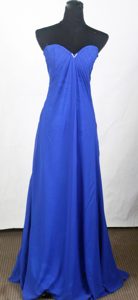Popular Empire Sweetheart Long Prom Attire with Ruches in Blue on Sale