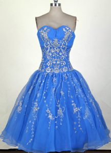 Beauty Sweetheart Mini-length Prom Dress for Girls in Aqua Blue with Appliques
