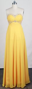 Discount Beaded Yellow Empire Sweetheart Prom Attires to Floor-length
