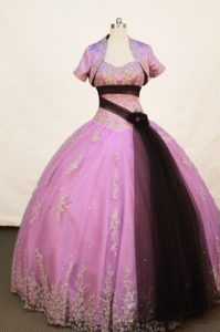 High End Strapless Lavender Sweet Sixteen Dresses with Black Tulle Sash