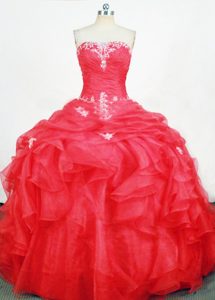 Cute Ball Gown Strapless Organza Quinceanera Dresses with Appliques on Sale