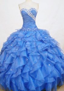 Romantic Sweetheart Quinceanera Real Sample Dress with Beading and Ruffles