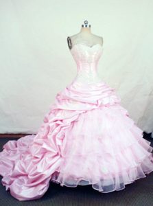 Gorgeous Ball Gown Sweetheart Pink Taffeta Quinceanera Dresses with Pick Ups