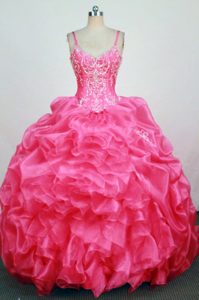 Informal Hot Pink Organza Quinceanera Dresses with Beading and Appliques