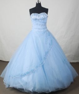 Popular Ball Gown Sweetheart Organza Beaded Quinceanera Dress in Baby Blue