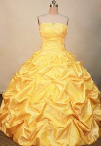 Popular Strapless Real Sample Quinceanera Dresses with Appliques and Pick Ups