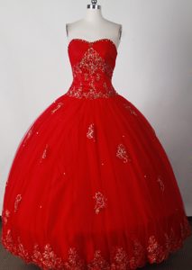 Red Ball Gown Strapless Real Sample Sweet 16 Dress for Wholesale Price
