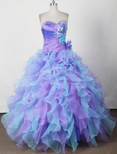 Cheap Colorful Sweetheart Organza Dresses for Quinceanera with Ruffles