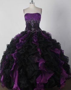 Beaded Real Sample Cute Colorful Sweet 16 Quince Dress with Strapless