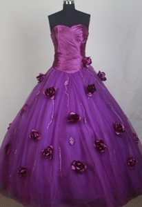 Inexpensive Sweetheart Ruched Quinceanera Dresses in Eggplant Purple