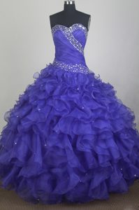 Discount Sweetheart Purple Ball Gown Dress for Quinceanera with Beading