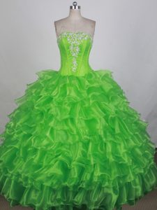 Ball Gown Strapless Sweet 16 Dresses in Spring Green for Wholesale Price