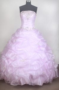 Cheap Strapless Baby Pink Taffeta and Organza Quince Dress with Beading