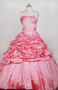Strapless Beaded Taffeta Affordable Quinceanera Dresses in Watermelon