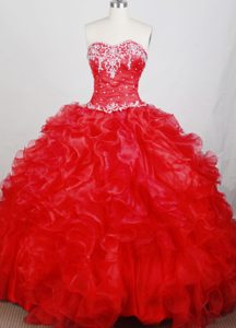 Elegant Real Sample Sweetheart Appliqued Dresses for Quince in Organza