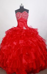 Discount Ball Gown Sweetheart Organza Quinceanera Gowns with Beading