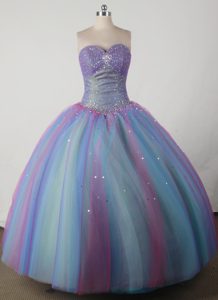 Sweetheart Beaded Colorful Ball Gown Nice Quinceanera Gowns in Organza