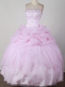 Ball Gown Strapless Perfect Organza Quinceanera Dresses in Baby Pink