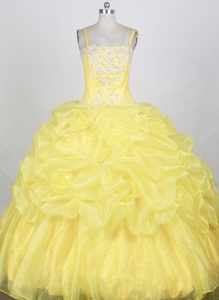 Yellow Sweet Sixteen Quinceanera Dresses with Appliques and Beading