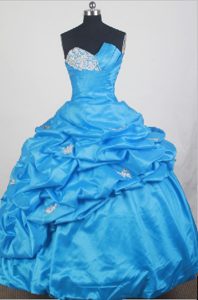 Pretty Baby Blue Sweetheart Taffeta Dress for Quinceanera with Beading