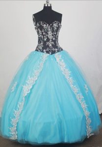 Beaded and Appliqued Tulle Sweet 16 Dresses in Baby Blue