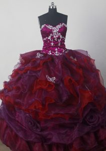 Cheap Strapless Organza Colorful Sweet 16 Dresses with Beading