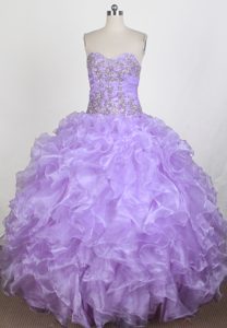 Best Lilac Organza Quinceanera Gown Dresses with Beading and Appliques