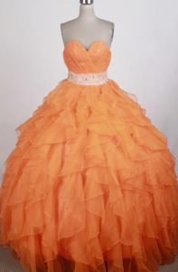 Orange Sweetheart Real Sample Organza Quinceanera Dress with Appliques